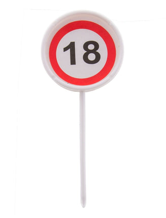 Feestbazaar 12 herbruikbare coctailprikkers verkeersbord 18 jaar