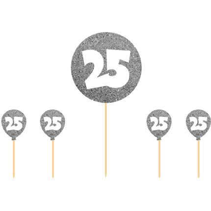 Feestbazaar 25 jaar taartdecoratie zilver versiering