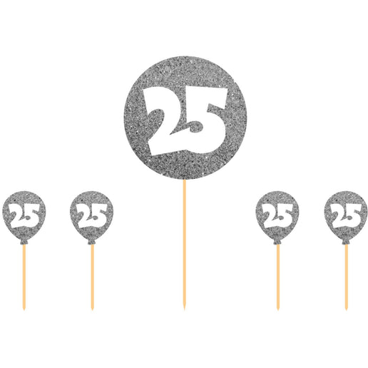 Feestbazaar 25 jaar taartdecoratie zilver versiering