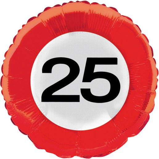 Feestbazaar 25 Jaar Verkeersbord Helium Ballon - 46 cm