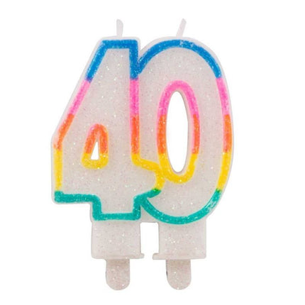 Feestbazaar 40 Jaar Glitterkaarsjes met 2 houders