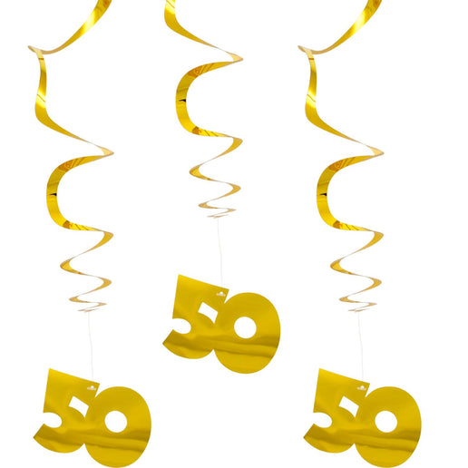 Feestbazaar 50 Jaar Hangdecoratie Goud Set - 3 Stuks