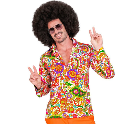 Feestbazaar 60's Blouse Heren Peace & Paisley Oranje