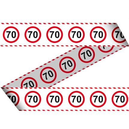 Feestbazaar 70 Jaar Afzetlint Verkeersbord - 15 meter
