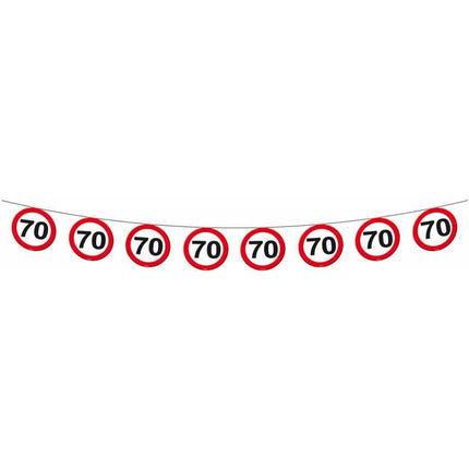 Feestbazaar 70 Jaar Verkeersbord Slinger - 12 meter