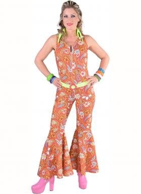 Feestbazaar 70's Jumpsuit Hippie oranje