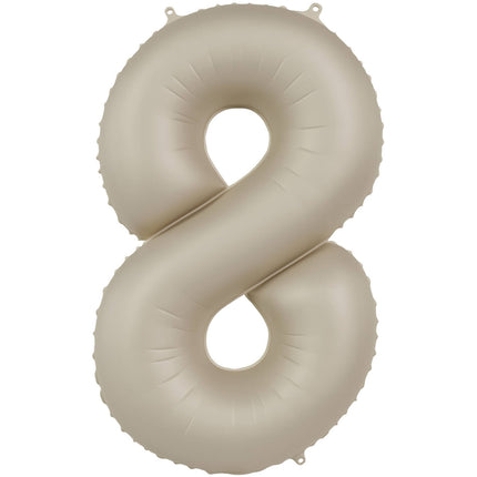 Feestbazaar 8 jaar folieballon Creamy Latte Mat Nude (86cm)