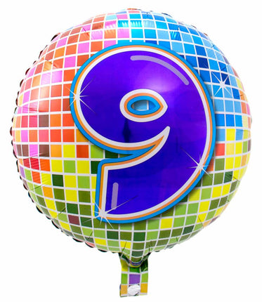 Feestbazaar 9 jaar Birthday Blocks folieballon - 43 cm