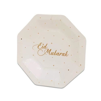 Feestbazaar Achthoekige Eid Mubarak Bordjes (18cm)