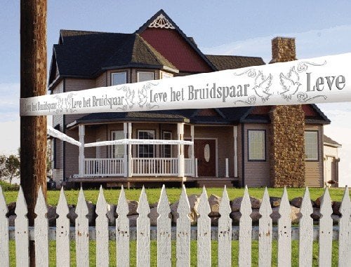 Feestbazaar Afzetlint leve het bruidspaar