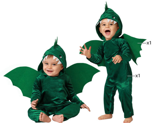Feestbazaar Baby Peuter Groen Drakenpakje