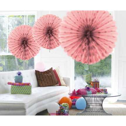 Feestbazaar Baby roze Honeycomb Waaier - 45cm