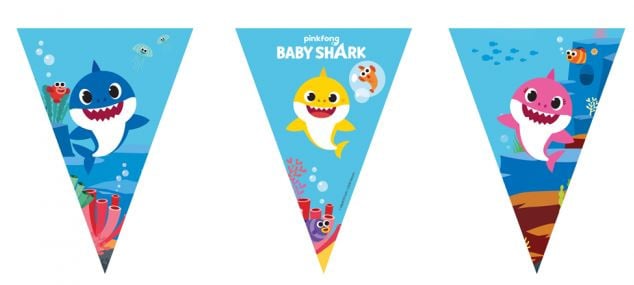 Feestbazaar Baby Shark Vlaggenlijn Verjaardag Kind (2m)