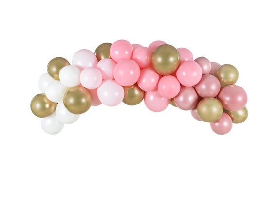 Feestbazaar Ballonboog Set Roze/Goud (2m)