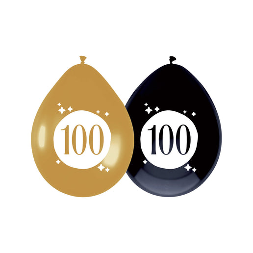 Feestbazaar Ballonnen 100 jaar Festive Goud Zwart (6st)