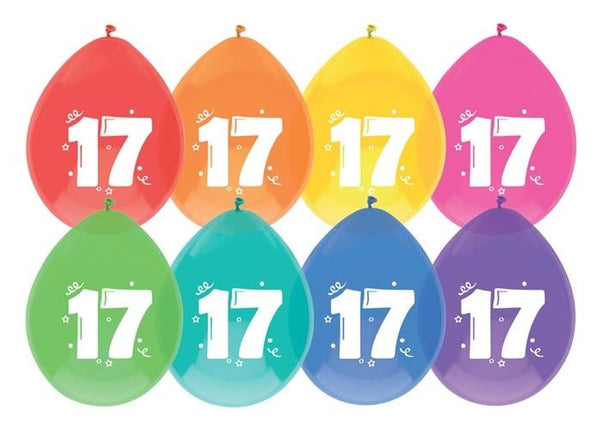 Feestbazaar Ballonnen 17 Jaar Mix Kleuren (8st)