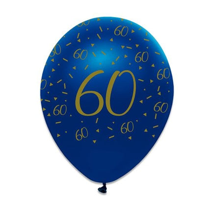 Feestbazaar Ballonnen 60 Jaar Navy Blauw/Goud - 6 Stuks