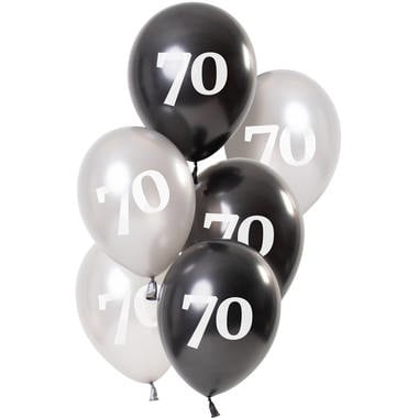 Feestbazaar Ballonnen 70 Jaar Zwart/Zilver (6st)