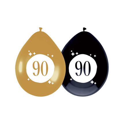 Feestbazaar Ballonnen 90 jaar Festive Goud Zwart (6st)