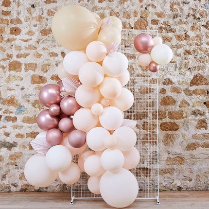 Feestbazaar Ballonnen Backdrop Set Rozegoud/Wit/Roze (70st)