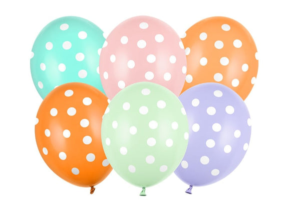 Feestbazaar Ballonnen Met Stippen Multikleur Pastel (6st)