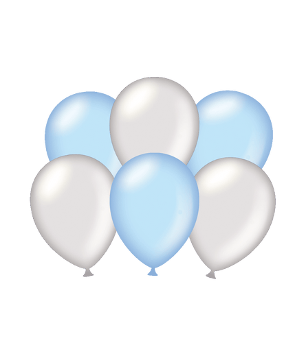 Feestbazaar Ballonnen Metallic Zilver/Lichtblauw (6st)