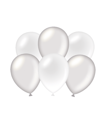 Feestbazaar Ballonnen Metallic Zilver/Wit (6st)