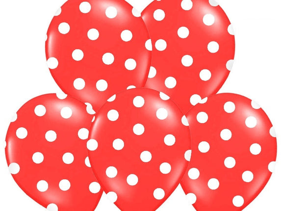 Feestbazaar Ballonnen Pastel Rood Met Witte Stippen - 6 Stuks
