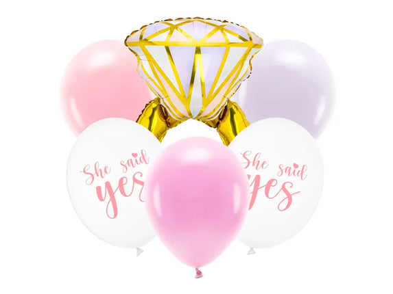 Feestbazaar Ballonnen Set Ring She Said Yes (6st)