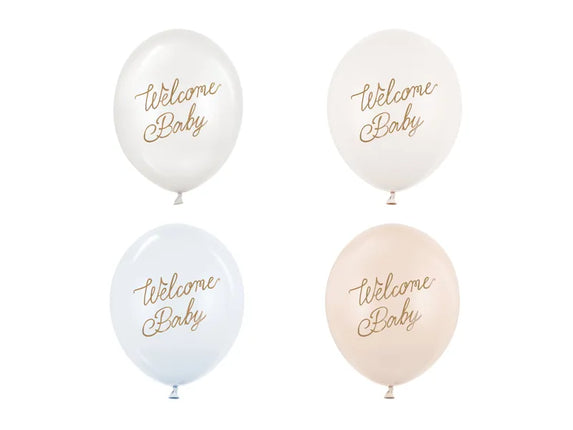 Feestbazaar Ballonnen Welcome Baby Blauw Mix Professional (50st)