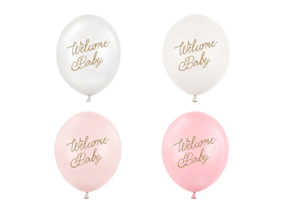 Feestbazaar Ballonnen Welkom Baby Roze Mix Professional (50st)