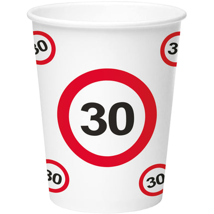 Feestbazaar Bekers verkeersbord 30 jaar - 8 Stuks