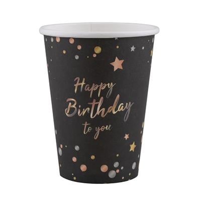 Feestbazaar Bekertjes Happy Birthday To You Zwart (8st)