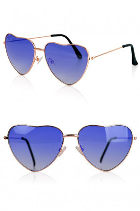 Feestbazaar Blauwe Hartjesbril met gouden frame