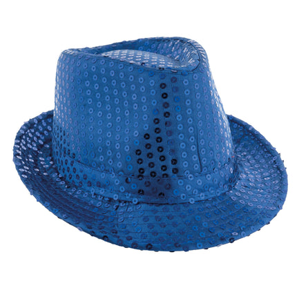 Feestbazaar Blauwe pailletten hoed