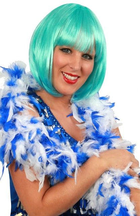 Feestbazaar Boa blauw/wit Manja 75gr