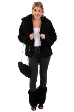 Feestbazaar Bontjas kort curly zwart