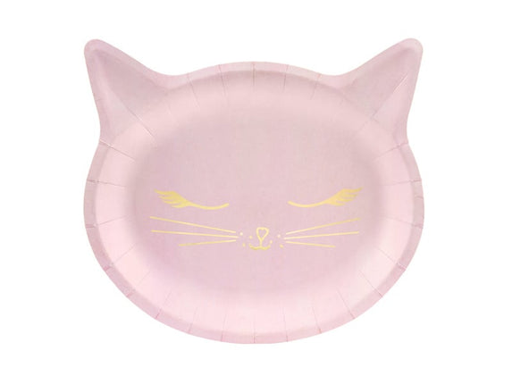 Feestbazaar Bordjes Kat roze Cat Collection (6st)