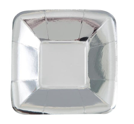 Feestbazaar Bordjes Zilver Vierkant Klein 13 cm - 8 Stuks
