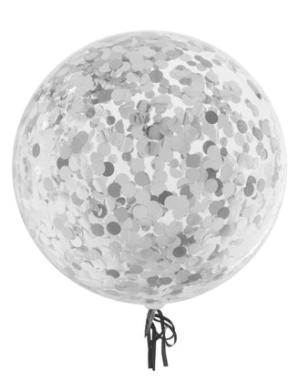 Feestbazaar Bubbel ballon met zilveren confetti