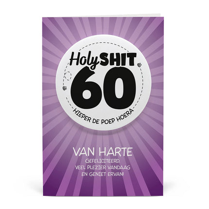 Feestbazaar Button Verjaardag Kaart Holy Shit 60 Jaar