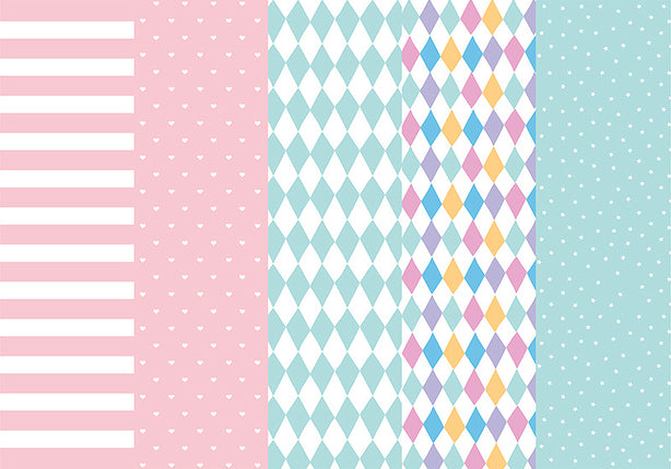 Feestbazaar Cadeaupapier mix blauw/roze - 5 stuks