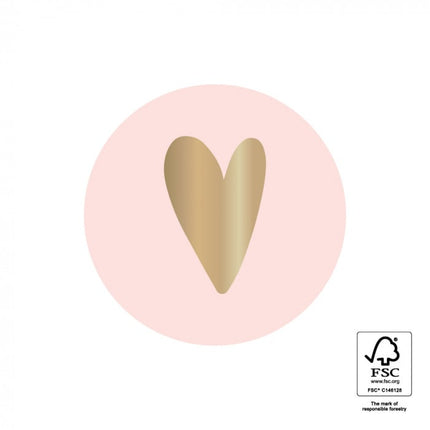 Feestbazaar Cadeausticker Hartje Pastel Roze/Goud