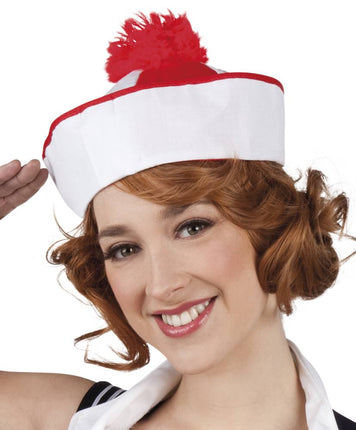 Feestbazaar Cap Matroos rood/wit