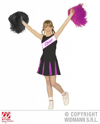 Feestbazaar Cheerleader kind zwart/roze