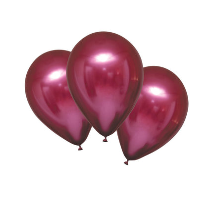 Feestbazaar Chrome Ballonnen Granaatappel Rood Luxe - 6 Stuks