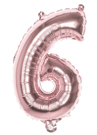 Feestbazaar Cijfer Ballon '6' Folie Rosé Goud 36cm
