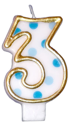Feestbazaar Cijferkaars blauw 3 gespikkeld