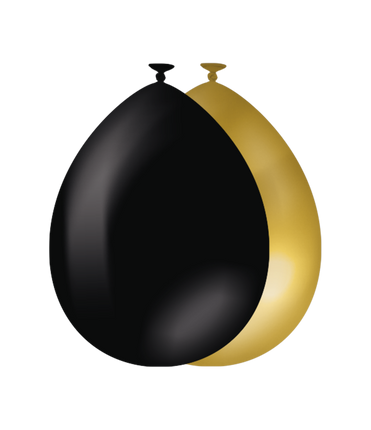 Feestbazaar Classy Ballonnen set Goud/Zwart (10st)