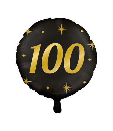 Feestbazaar Classy Folieballon 100 Jaar Zwart/Goud (46cm)